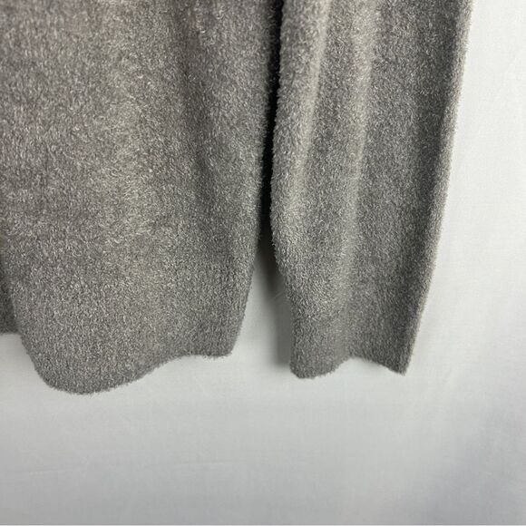 Barefoot dreams Vneck Tan cozychic lit knit sweater size L tall - Picture 4 of 6